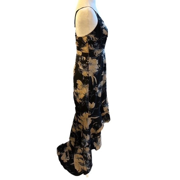 Lulus Darling Daylily Black Floral Print High-Low Maxi Mermaid Dress size S - Picture 4 of 12